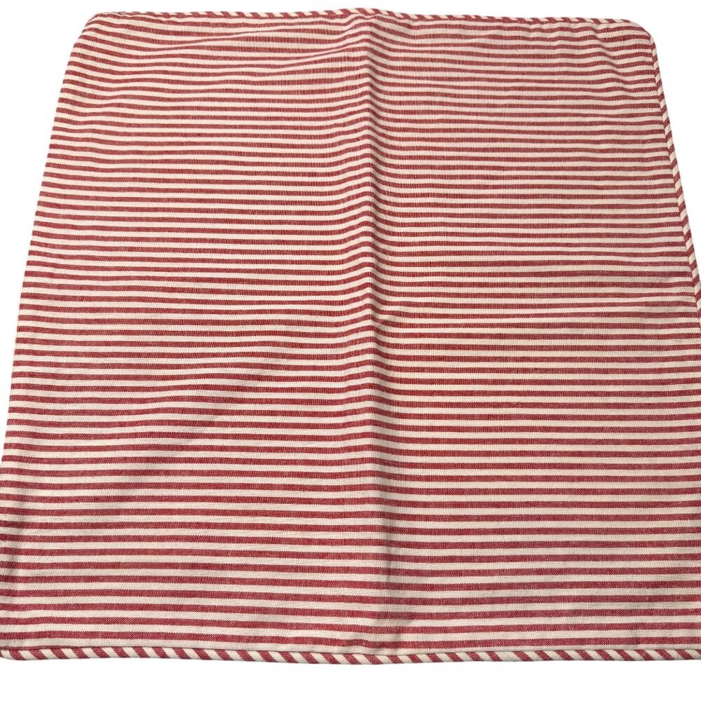 Pottery Barn red white stripe throw pillow covers linen blend 20x20 cottage core
